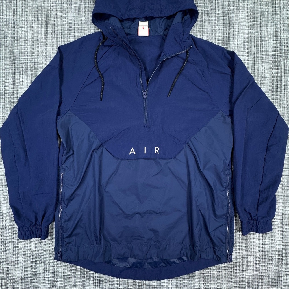 Nike Mens Air Max 97 Anorak Half Zip Hooded Windbreaker Jacket Navy Blue Large